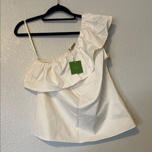 Kate Spade Broome Street One Shoulder Off White Ruffled Top